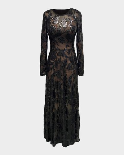 Dress the Population Black Label Ava Floral Sequin Tulle Gown
