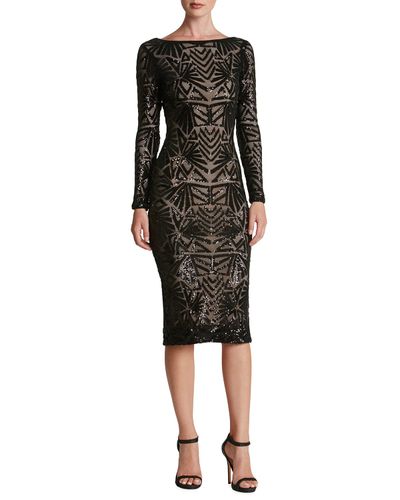 Dress the Population Black Label Emery Sequined Long-Sleeve Bodycon Dress