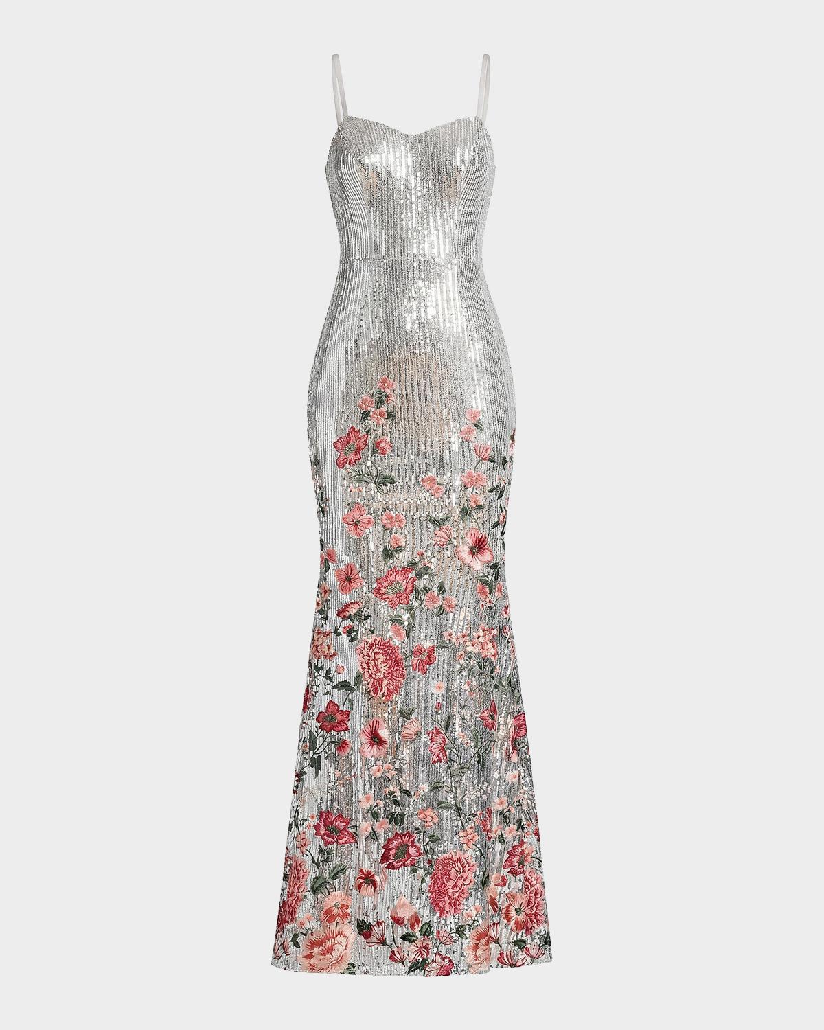 Dress the Population Black Label Giovanna Sequined Floral Mermaid Gown