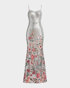 Dress the Population Black Label Giovanna Sequined Floral Mermaid Gown
