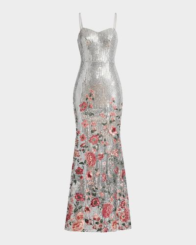 Dress the Population Black Label Giovanna Sequined Floral Mermaid Gown