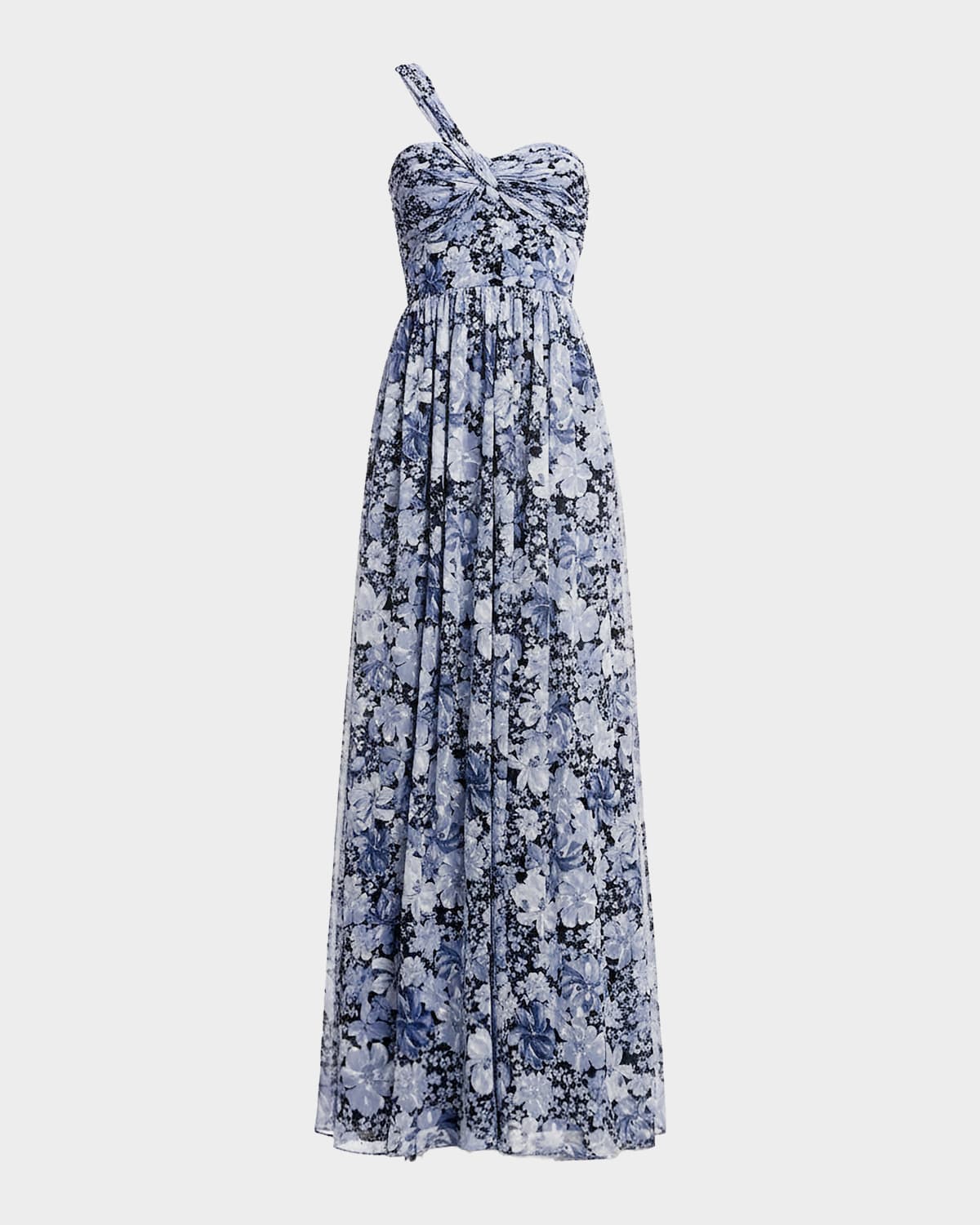 Dress the Population Black Label Idalia Floral Chiffon Ruched Maxi Dress