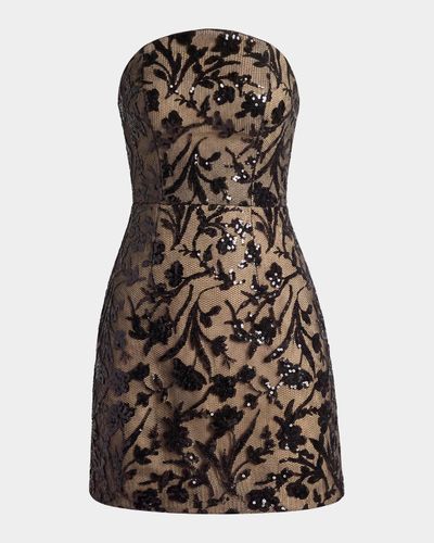 Dress the Population Black Label Maisie Sequined Mesh Strapless Mini Dress