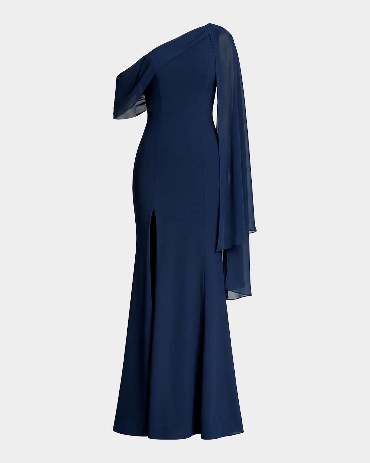 Dress the Population Black Label Sera Asymmetric Crepe Gown