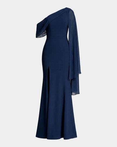 Dress the Population Black Label Sera Asymmetric Crepe Gown