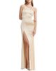 Dress The Population Dress the Population Amy One Shoulder Satin High Slit Gown - 1