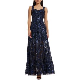Dress the Population Dress the Population Anabel Floral Sequin Fit & Flare Gown