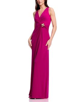 Dress The Population Dress the Population Deb Deep V Pleated Wrap A Line Maxi Dress
