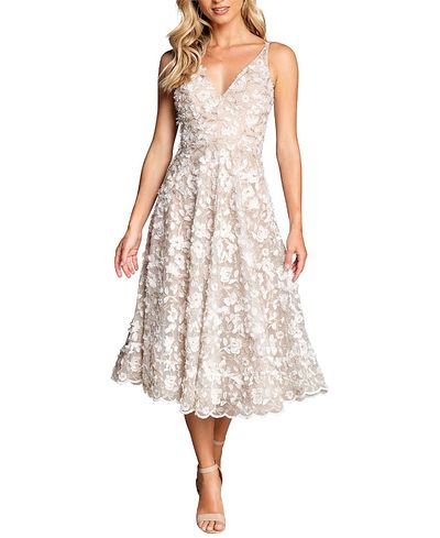 Dress The Population Dress the Population Elisa 3D Floral Applique V-Neck Dress