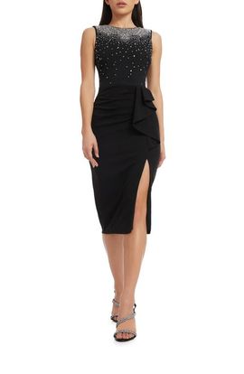 Dress the Population Dress the Population Emily Beaded Side Ruffle Cocktail Dress
