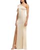 Dress The Population Dress the Population Georgina One Shoulder Bow Satin High Slit Gown - 1