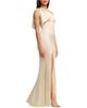 Dress The Population Dress the Population Georgina One Shoulder Bow Satin High Slit Gown - 2
