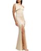 Dress The Population Dress the Population Georgina One Shoulder Bow Satin High Slit Gown - 4