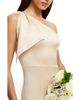 Dress The Population Dress the Population Georgina One Shoulder Bow Satin High Slit Gown - 6