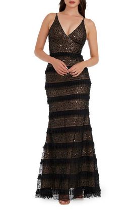 Dress the Population Dress the Population Guinevere Sequin Ruffle Gown