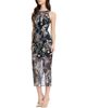 Dress The Population Dress the Population Helena Bateau Neck Floral Embroidered Sheer Overlay Midi Dress - 3