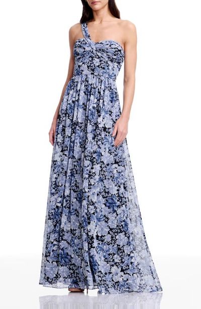 Dress the Population Dress the Population Idalia Metallic Floral One-Shoulder Gown