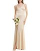 Dress The Population Dress the Population Iris V-Neck Satin High Slit Gown - 2