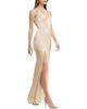 Dress The Population Dress the Population Iris V-Neck Satin High Slit Gown - 4