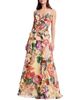 Dress The Population Dress the Population Jayden V-Neck Floral Print Cascade Ruffle Gown - 2