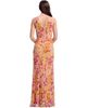 Dress The Population Dress the Population Jordan Plunge Neck Floral Print Ruched High Slit Gown - 4