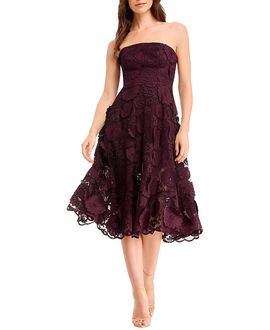 Dress The Population Dress the Population Kailyn Strapless Embroidered Fit-and-Flare Dress