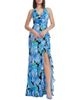 Dress The Population Dress the Population Kathleen Halter Plunge Floral Print Ruffle Slit Gown - 1