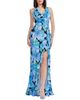 Dress The Population Dress the Population Kathleen Halter Plunge Floral Print Ruffle Slit Gown - 2
