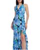 Dress The Population Dress the Population Kathleen Halter Plunge Floral Print Ruffle Slit Gown - 4