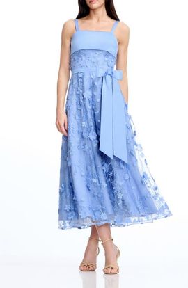 Dress the Population Dress the Population Leona Embroidered Tulle Midi Dress