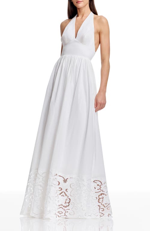 Dress the Population Dress the Population Nessie Cutwork Detail Cotton Halter Gown