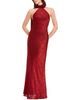 Dress The Population Dress the Population Olivia Halter High Neck Rose Print Rosette Gown - 2