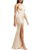 Dress The Population Dress the Population Paige Halter Neck Satin High Slit Gown - 2
