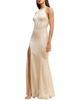 Dress The Population Dress the Population Paige Halter Neck Satin High Slit Gown - 4