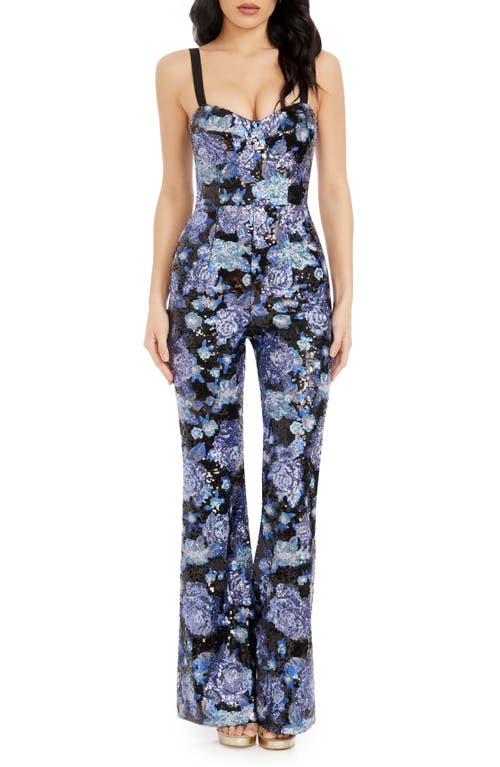 Dress the Population Dress the Population Presley Floral Sequin Jumpsuit
