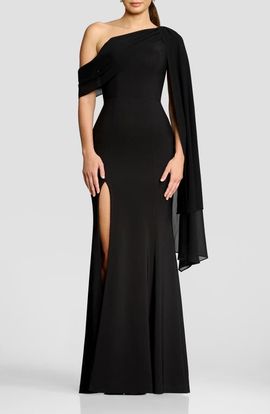 Dress the Population Dress the Population Sera One-Shoulder Cape Gown