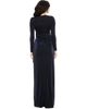 Dress The Population Dress the Population Shania Long Sleeve V-Neck Metallic Wrap High Slit Gown - 3