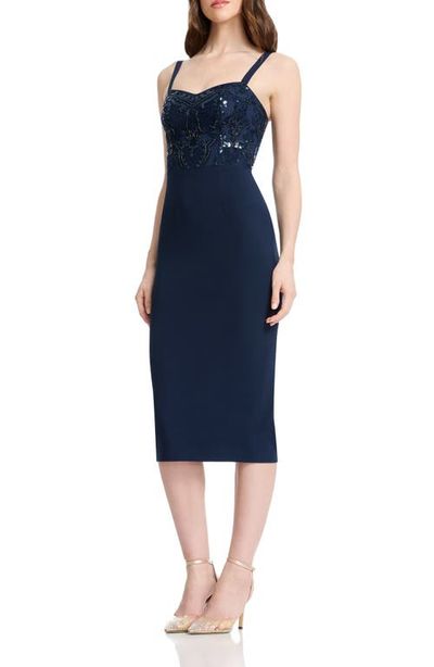 sachin and babi light blue dress Long Sleeve Sequin Lace Corset Maxi Dress Red