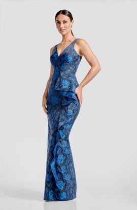 Dress the Population Dress the Population Sorell Metallic Floral Jacquard Gown