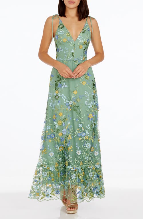 Dress the Population Dress the Population Sunny Embroidered Floral A-Line Gown