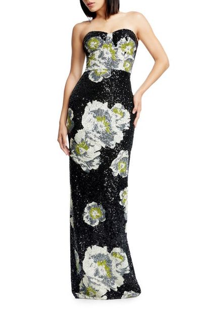 Dress the Population Dress the Population Vada Floral Sequin Strapless Gown