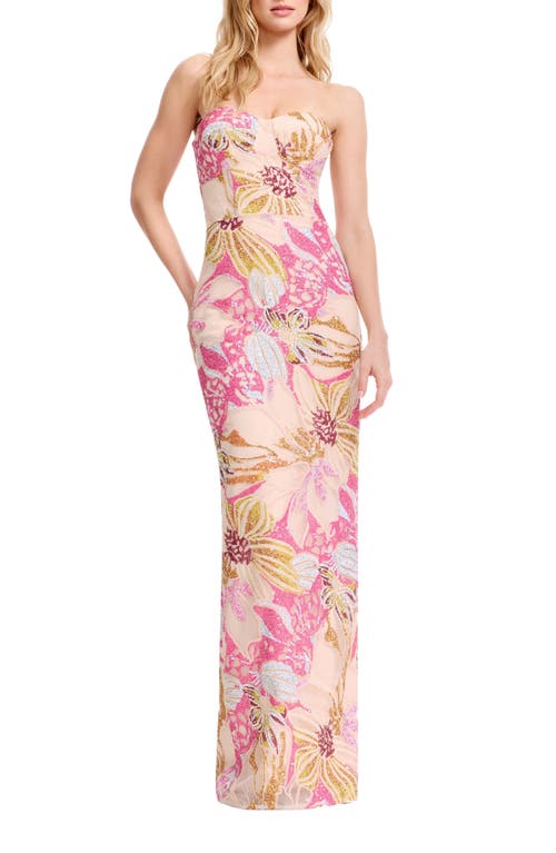 Dress the Population Dress the Population Vada Sequin Floral Strapless Gown