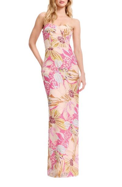 Dress the Population Dress the Population Vada Sequin Floral Strapless Gown
