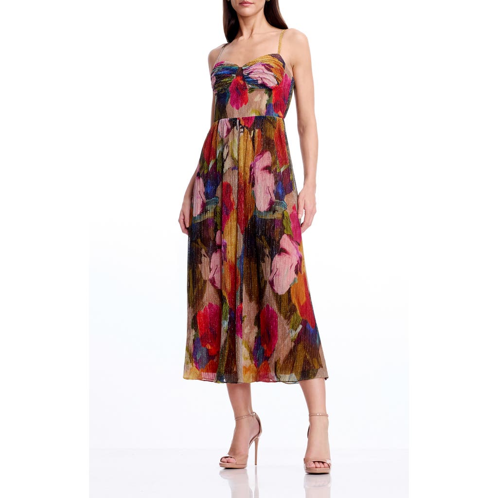 Dress the Population Dress the Population Zola Metallic Floral Midi Dress