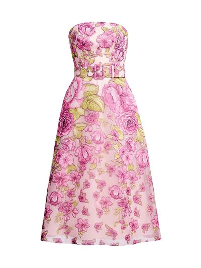 Dress The Population Women's Allegra Jacquard Strapless Midi-Dress