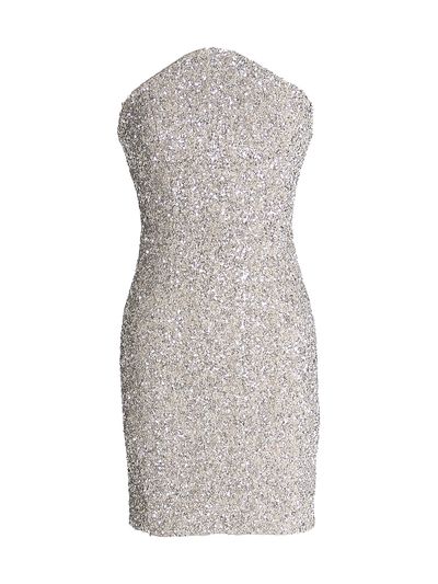 Dress The Population Women's Anica Sequin Pointed Bodice Strapless Minidress