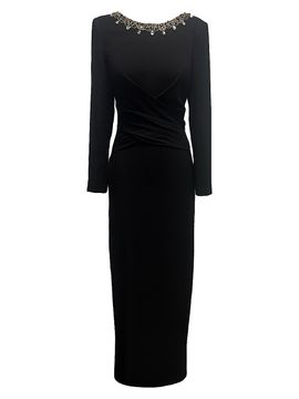 Dress The Population Women's Anne Embellished Wrap-Front Gown