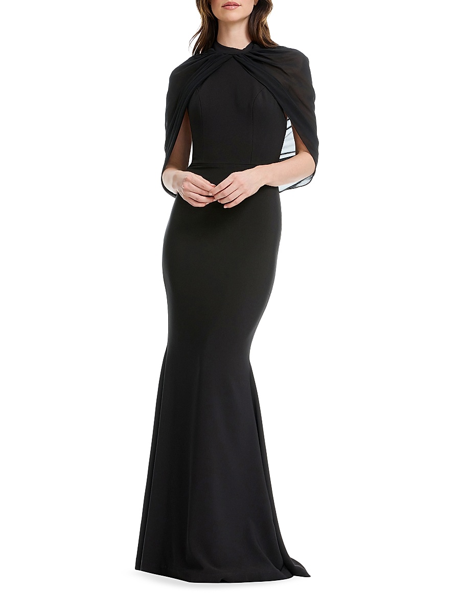 Dress The Population - Women's Aviva Cape-Sleeve Mermaid Gown