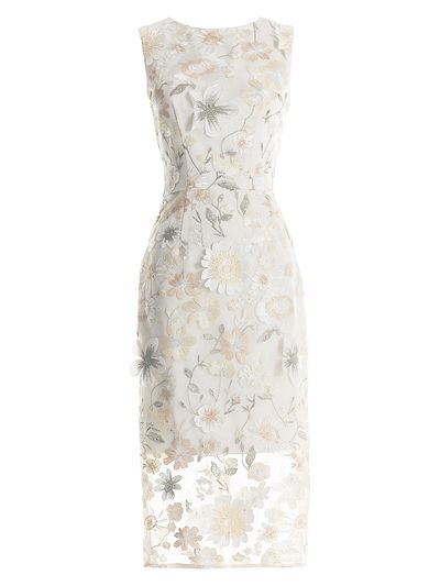 Dress The Population Women's Claudette Floral Embroidered Body-Con Midi-Dress