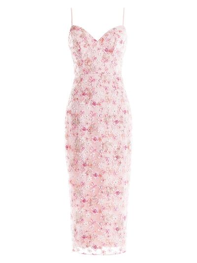 Dress The Population Women's Donna Floral Applique Body-Con Midi-Dress